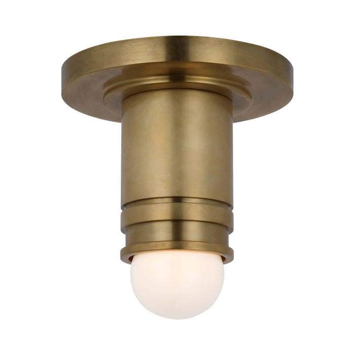 Top Hat Mini Monopoint LED Flush Mount Ceiling Light in Hand-Rubbed Antique Brass.