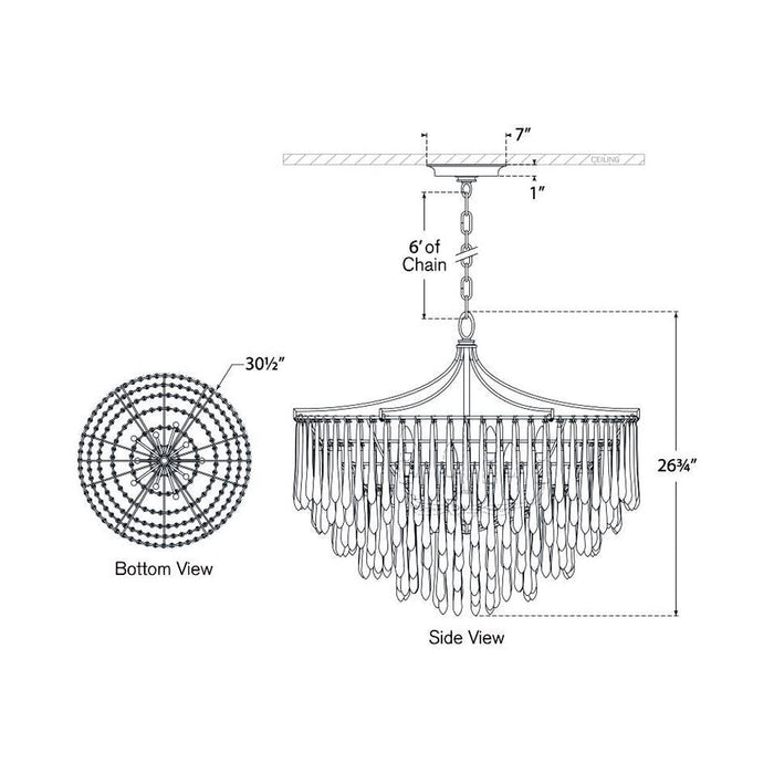 Vacarro LED Chandelier - line drawing.