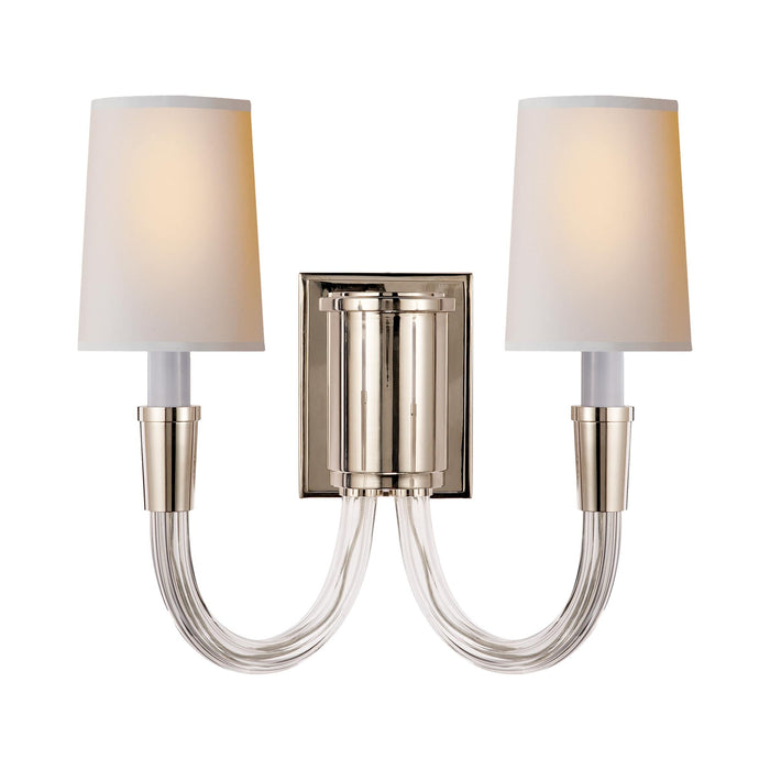 Vivian Double Wall Light in Polished Nickel/Natural Paper.