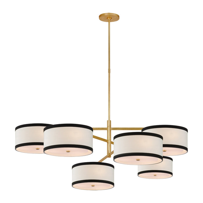 Walker LED Offset Chandelier in Gild/Linen with  Black Linen Trim (Grande).