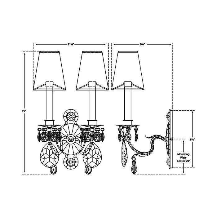 Yves Wall Light - line drawing.