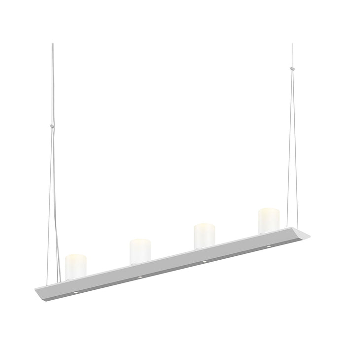 Votives™ LED Linear Pendant Light in Bright Satin Aluminum/Clear Etched Glass (8-Light).