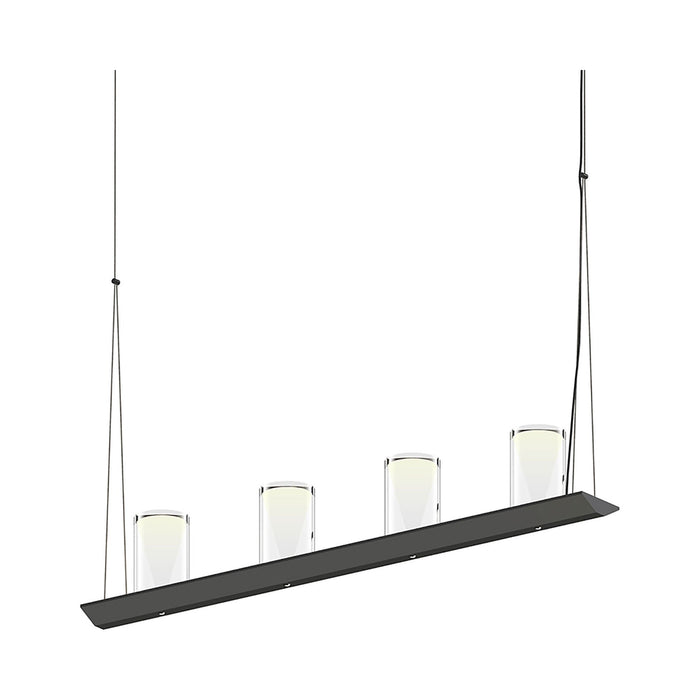 Votives™ LED Linear Pendant Light in Satin Black/Large Laser-Etched Crystal (8-Light).