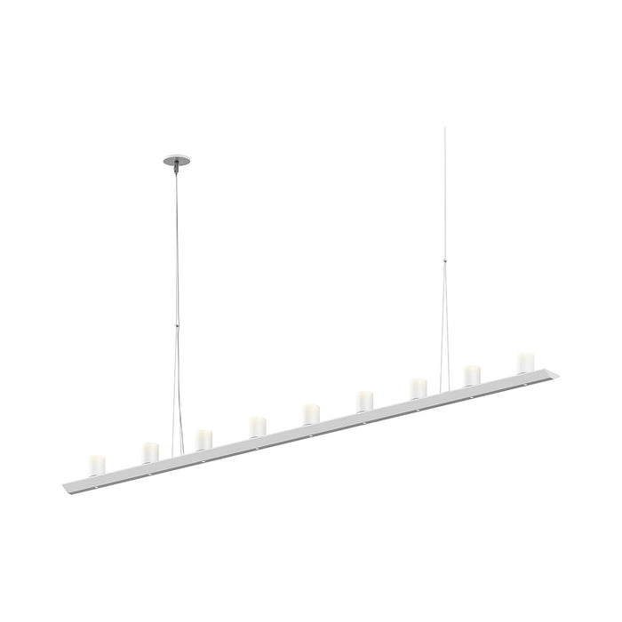 Votives™ LED Linear Pendant Light in Satin White/Clear Etched Glass (18-Light).