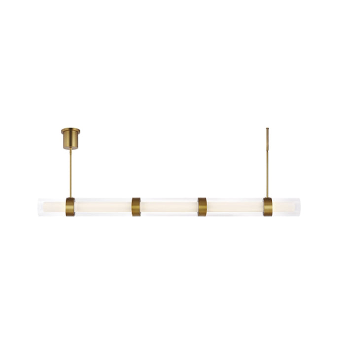 Wit LED Linear Suspension Light in 5-Glass/Aged Brass.