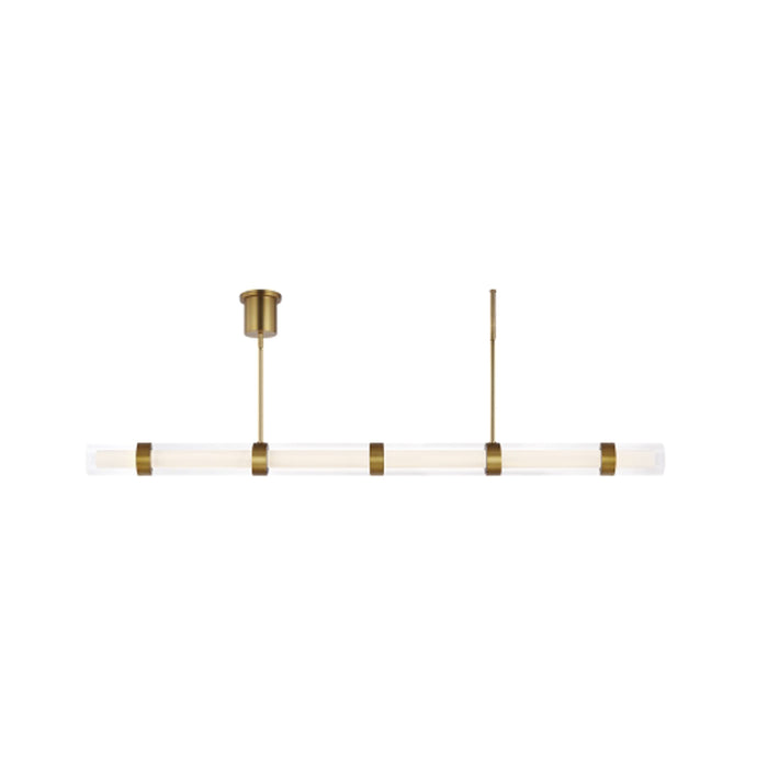 Wit LED Linear Suspension Light in 6-Glass/Aged Brass.